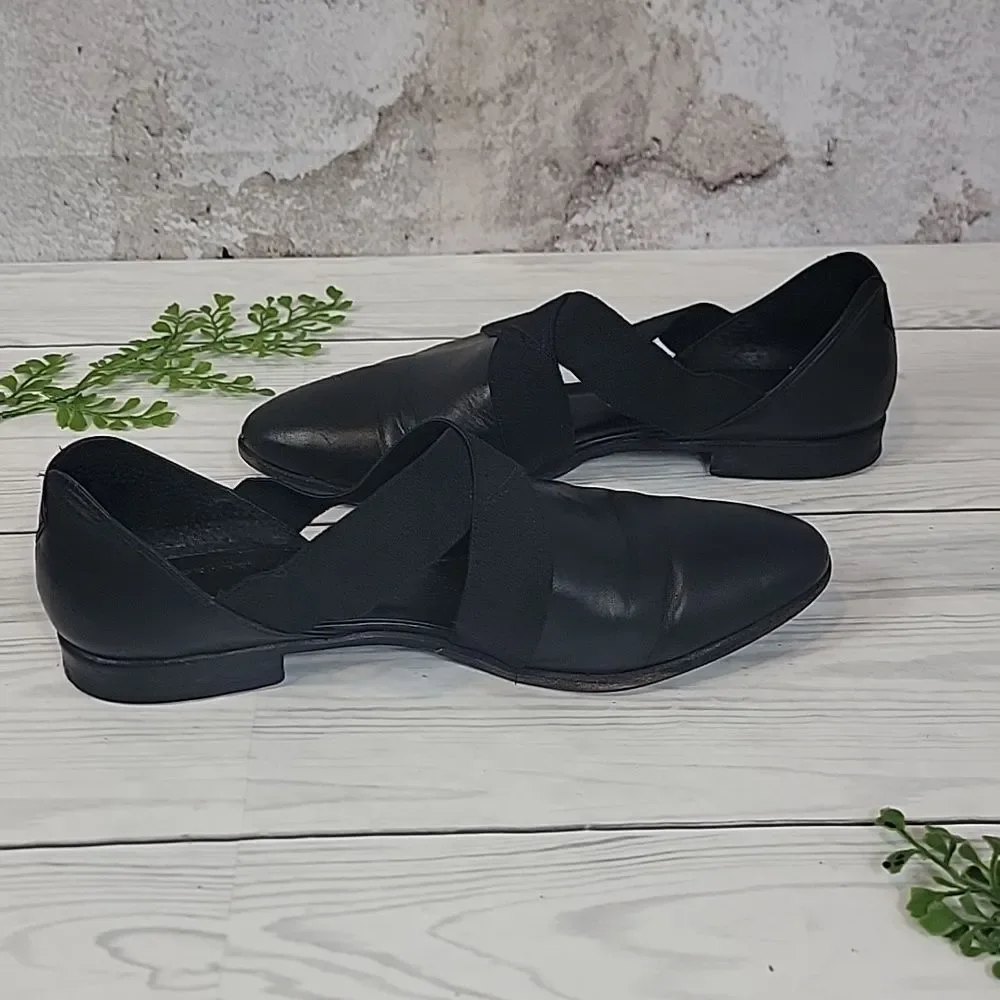 Franco Sarto Loafer Leather Flats in Black Womens Size 10